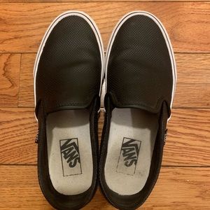 Vans Perf Leather Black Slip On women’s sz 7.5